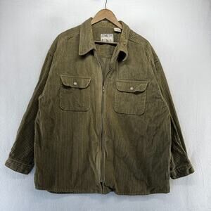 Vintage Corduroy Jacket Men's 2XL Full Zip Cord Pockets Green Skate Surf 90s